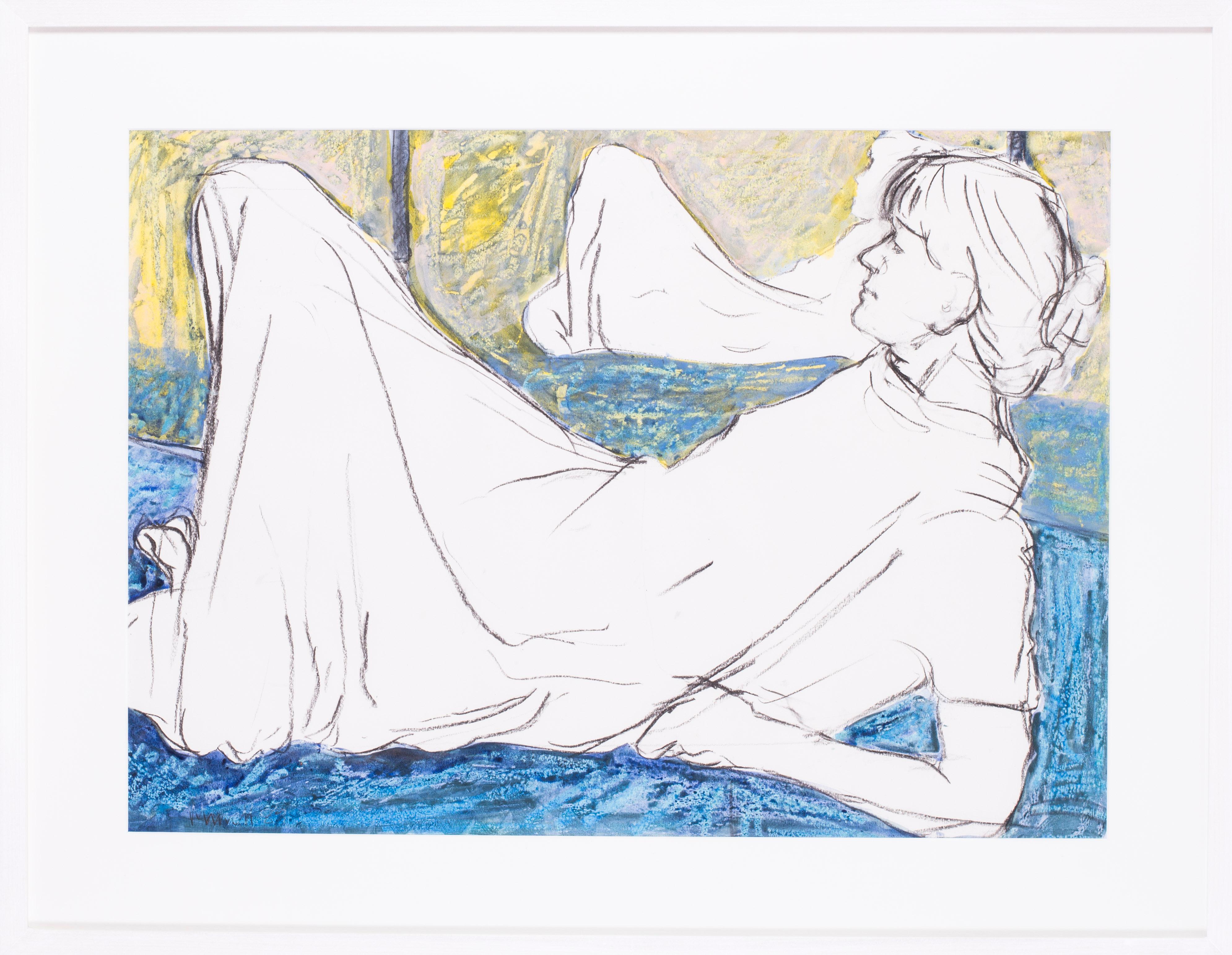 Reclining figure before mirror - Gray Interior Art by Christopher Marvell