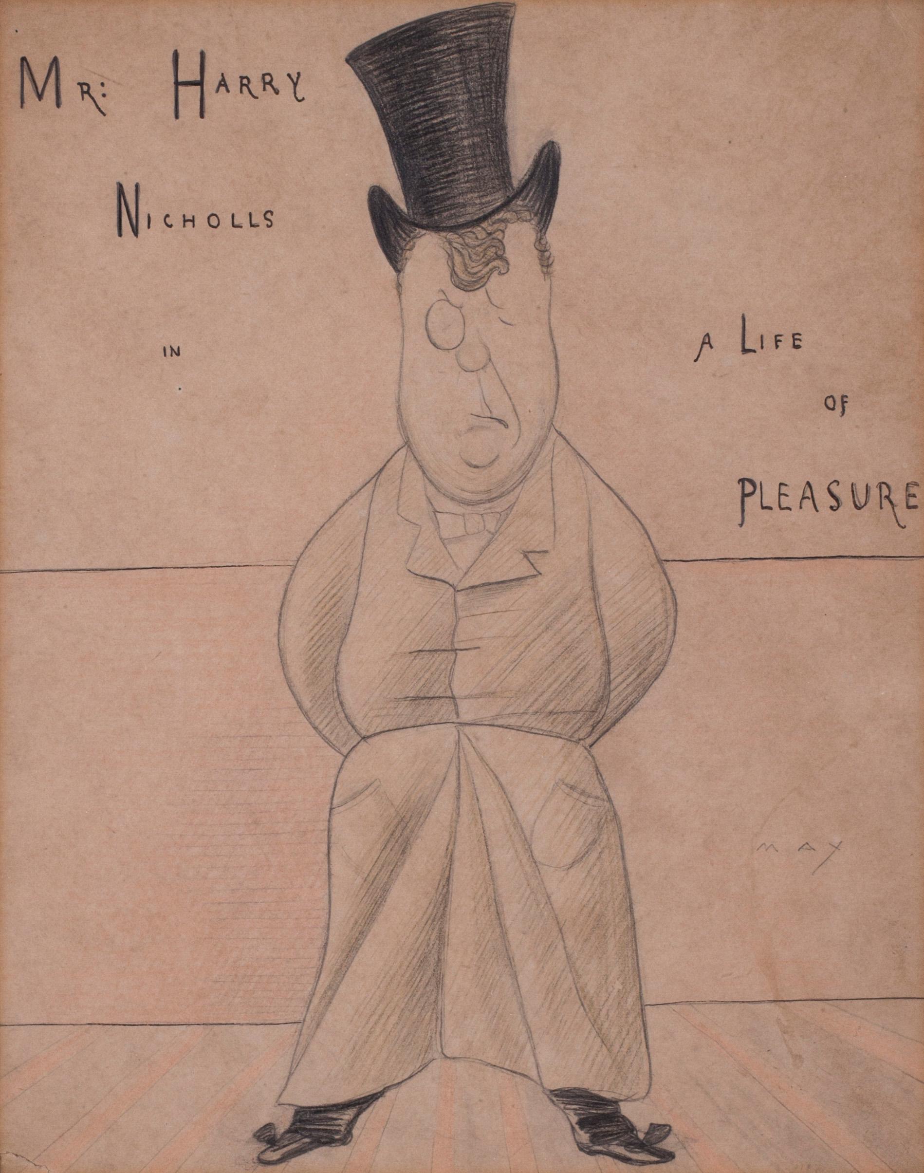 19th Century British caricature of Mr Harry Nichols by Max Beerbohm 1