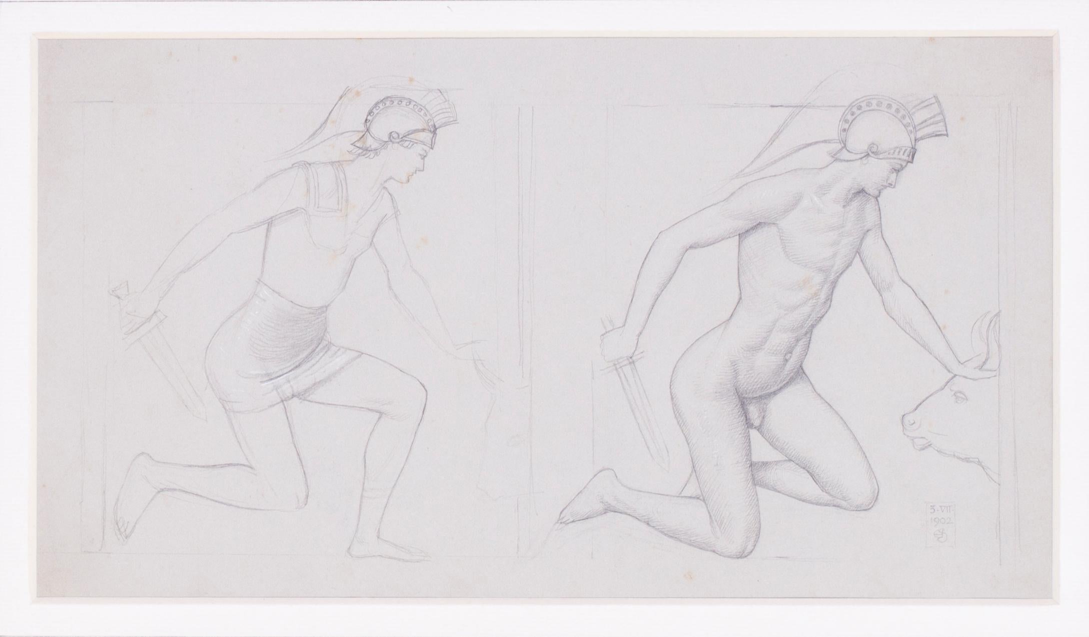 Study for ‘Theseus and the Minotaur’ - Art by Joseph Edward Southall, RWS, NEAC