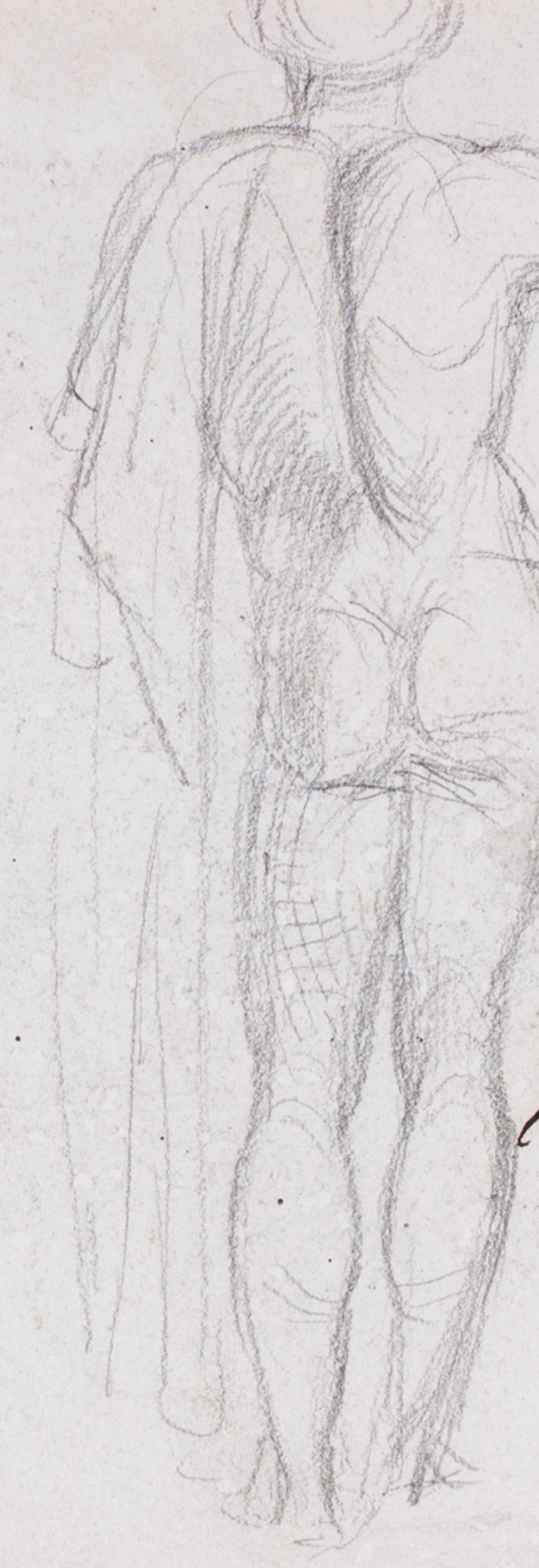 Studies of a statue and a sketch of a lady in ink - Romantic Art by George Richmond