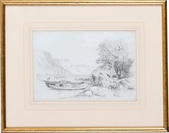 Antique Two peasants by a vault  (A pair of early 19th Century drawings from Grand Tour)