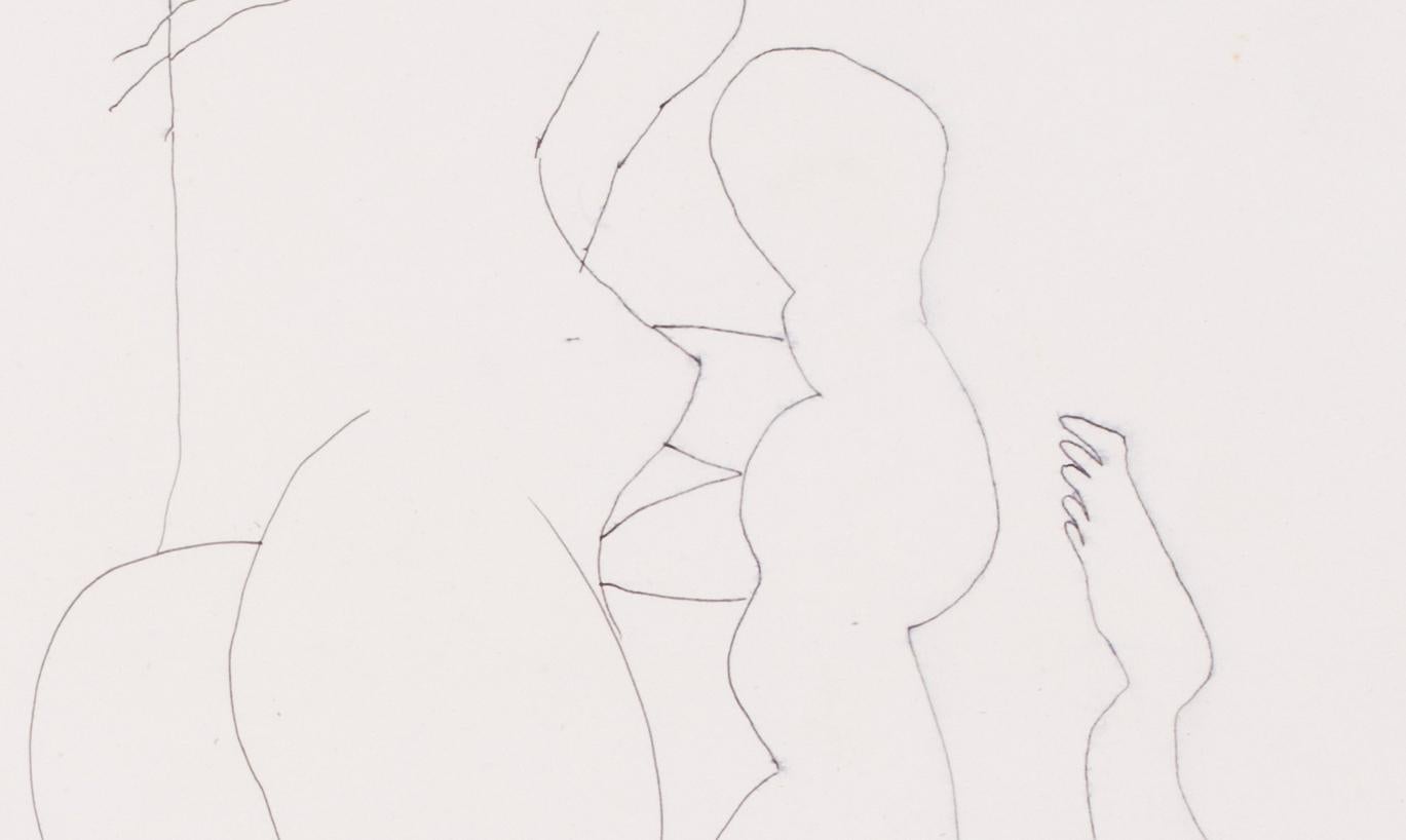 A 20th Century abstract drawing of female nudes by Indian artist F. N. Souza - Gray Figurative Art by FRANCIS NEWTON SOUZA