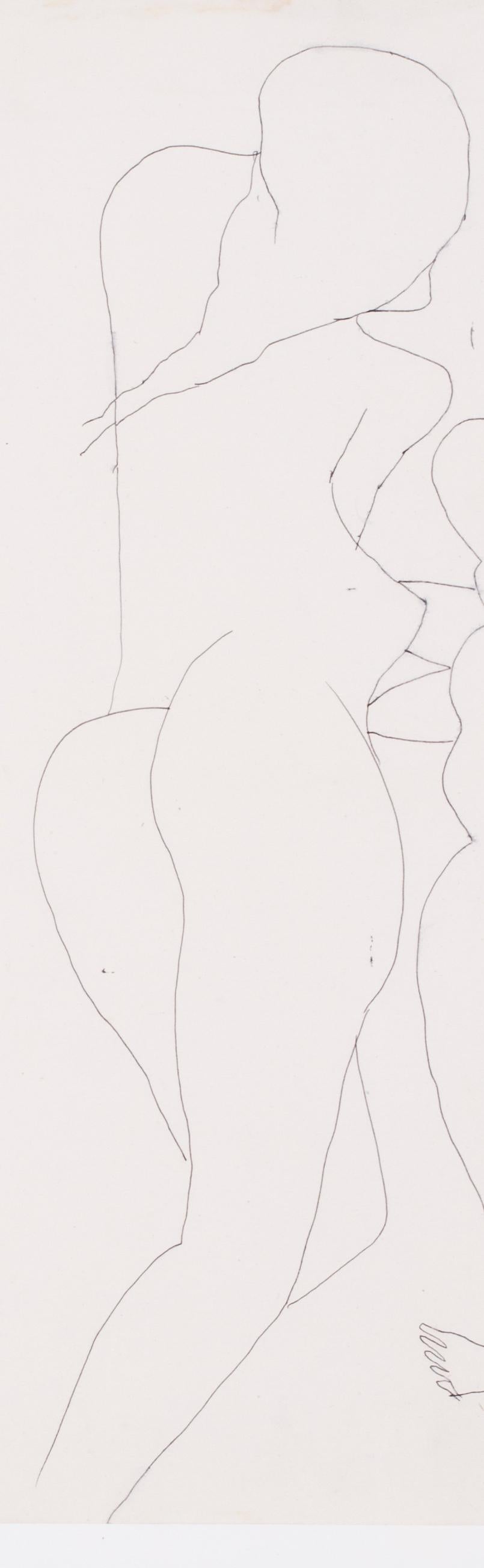 A 20th Century abstract drawing of female nudes by Indian artist F. N. Souza 2