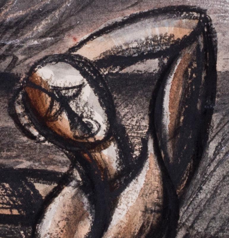 A mid 20th Century British abstracted drawing of a figure by Leon Underwood 1