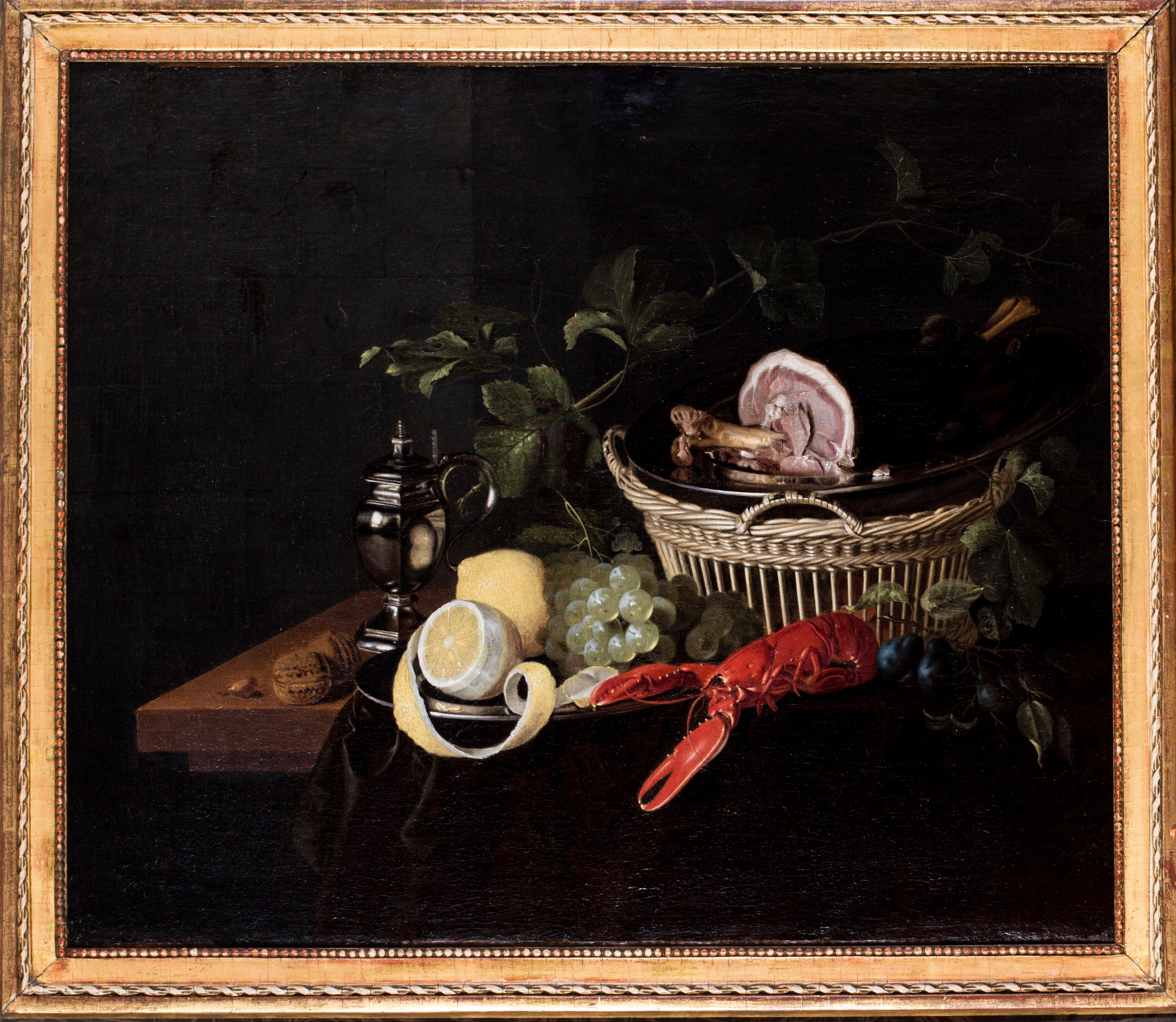 Attributed to Joris Van Son Still-Life Painting - A Flemish Old Master still life oil painting of a lobster after Van Son