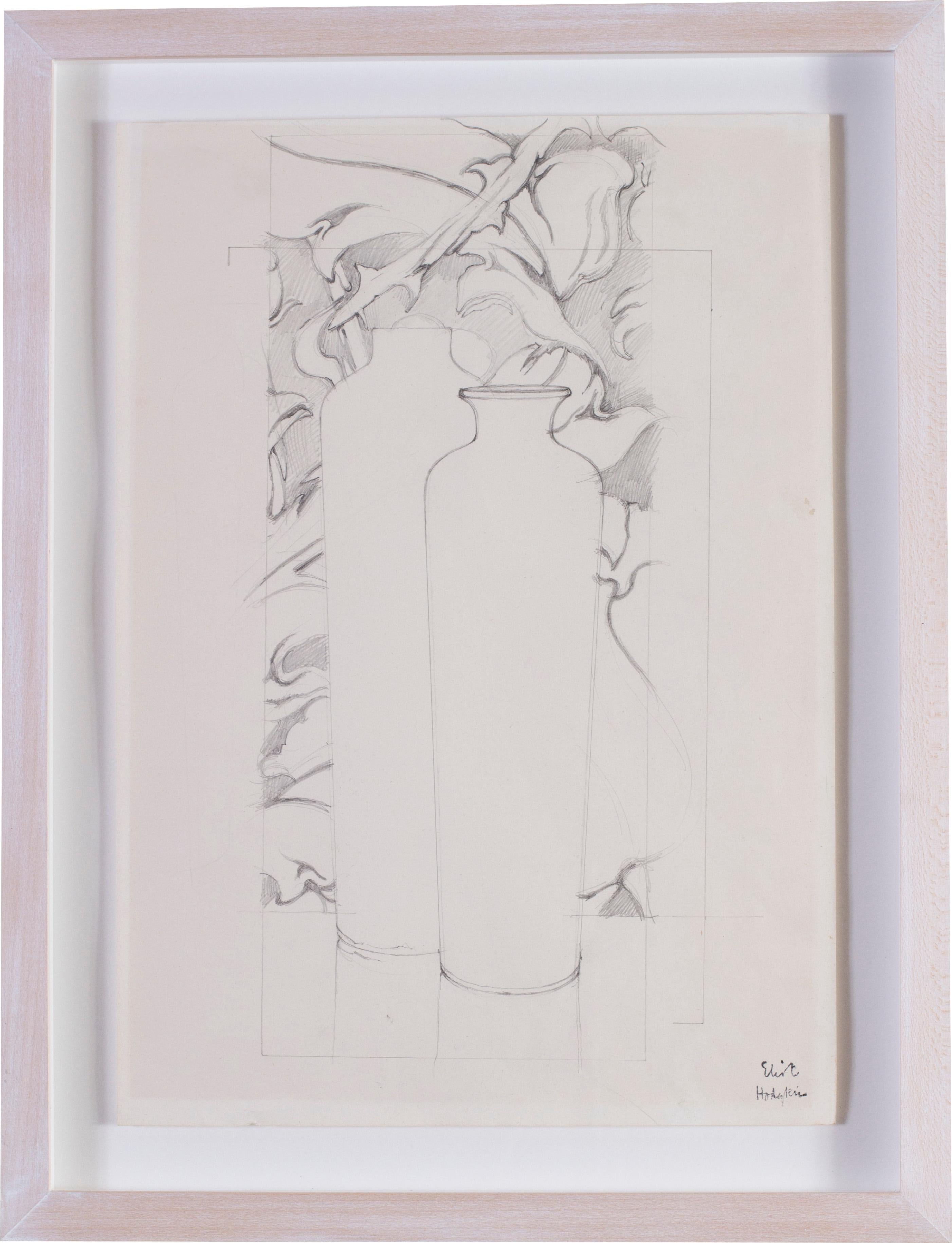 Eliot Hodgkin Still-Life – Vasen vor Blattwerk