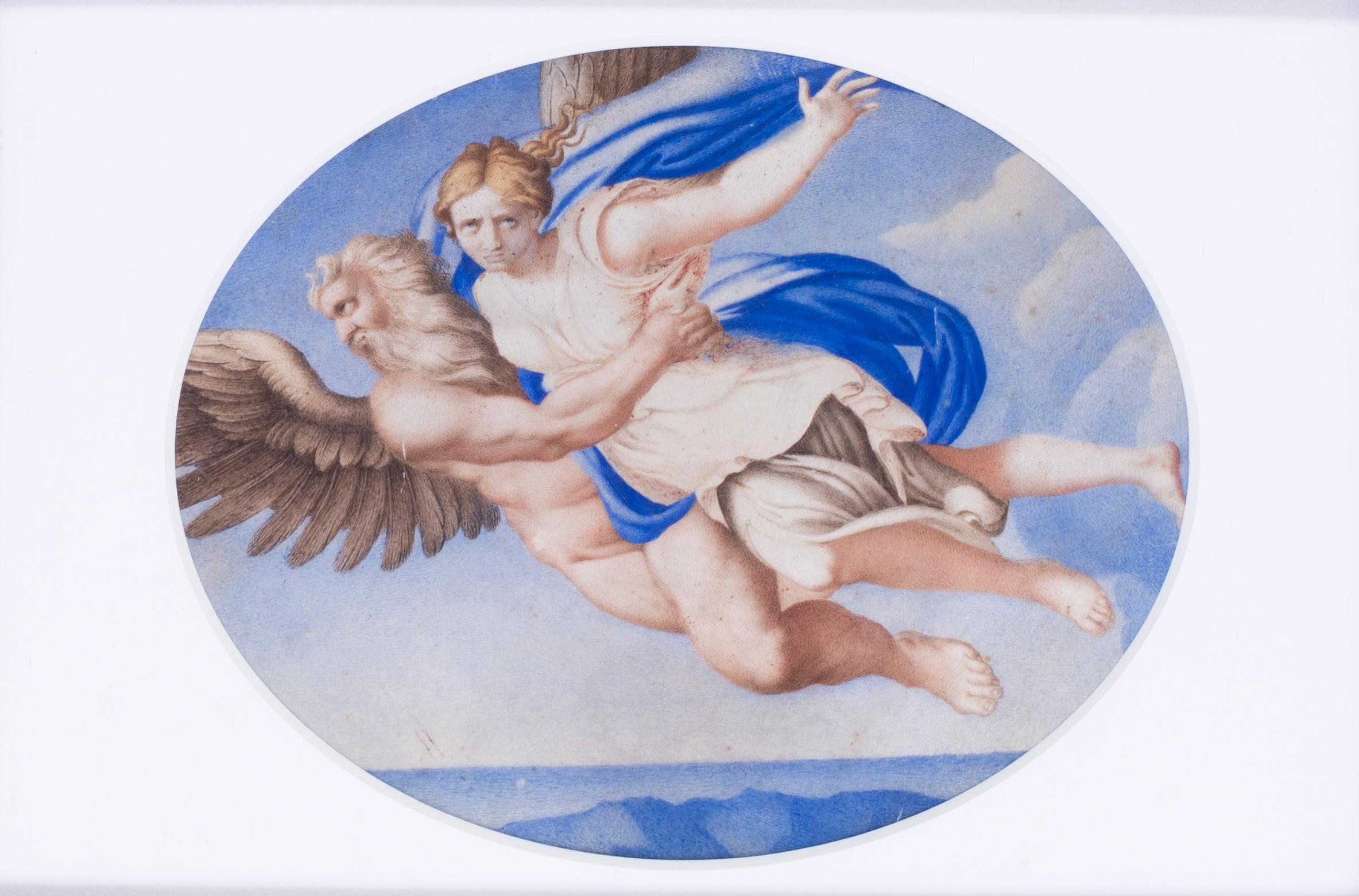 An early Italian 18th Century watercolour on vellum of an Allegory of Redemption - Art by Unknown