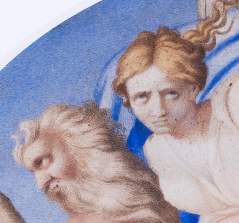 An early Italian 18th Century watercolour on vellum of an Allegory of Redemption 1