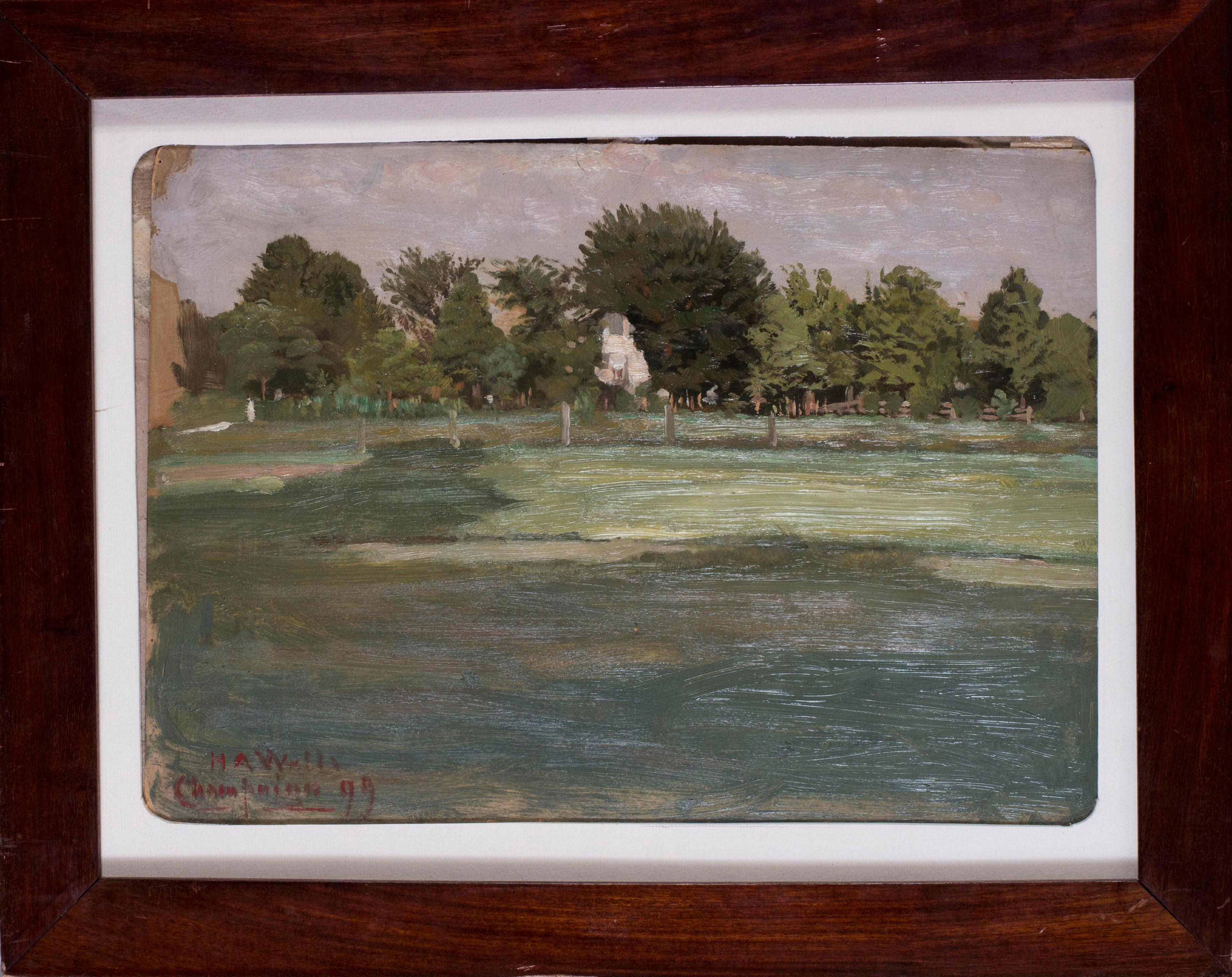 Newton Alonso Wells Landscape Painting - American, 19th Century oil sketch plain air, France