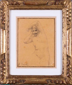 Fantin-Latour drawing, French 19th Century, a seated nude