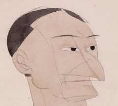 French, art deco self portrait by illustrator Charles Martin