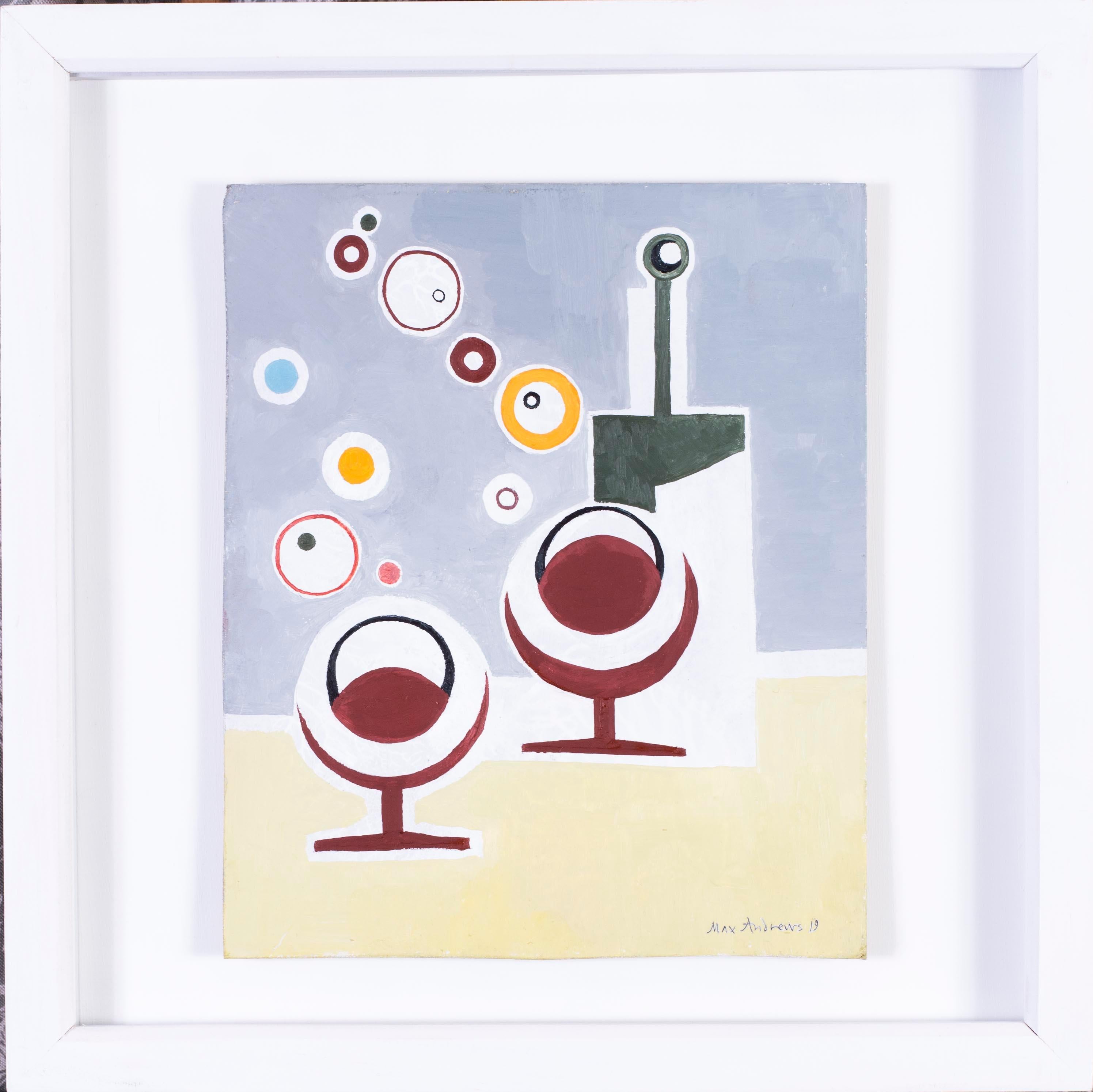 Still-Life Painting di Max Andrews - Natura morta astratta britannica del XXI secolo 'Booze Bubbles'.