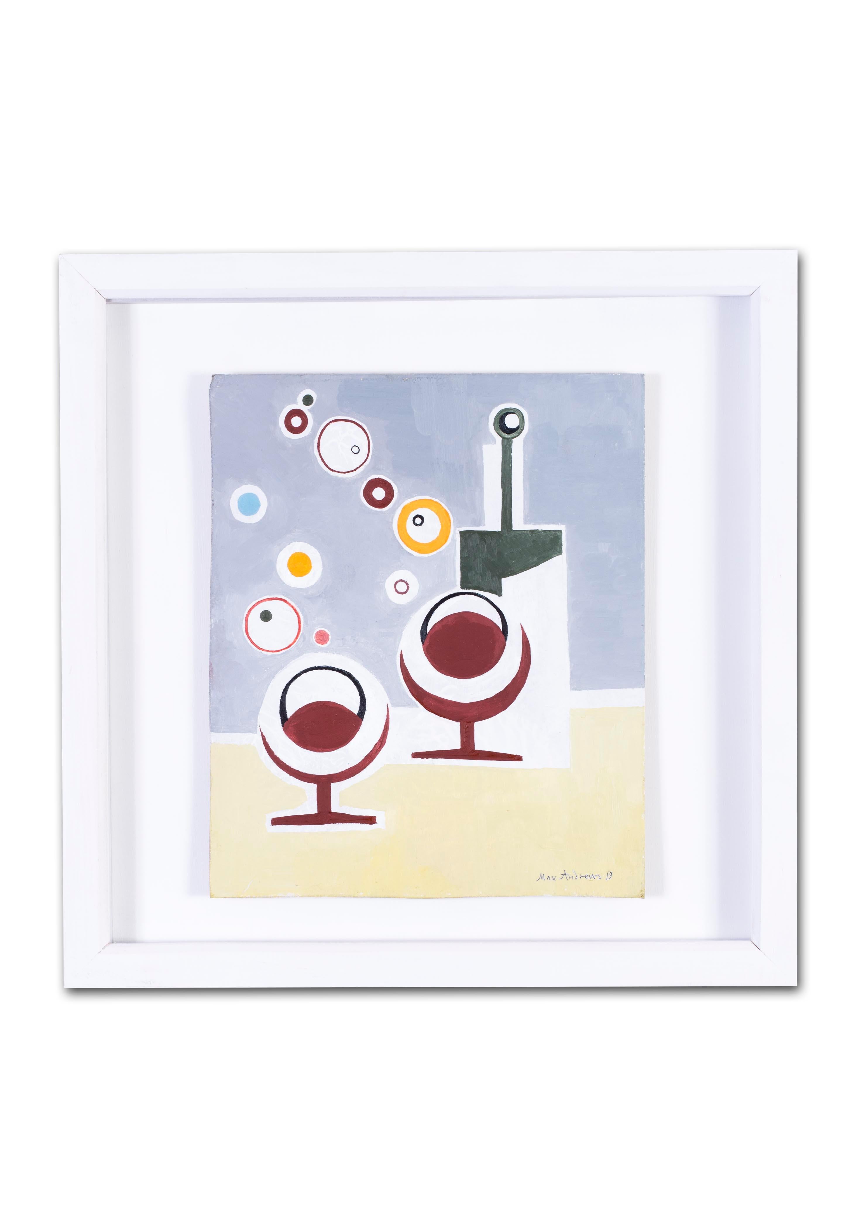 British, 21st Century abstract still life 'Booze Bubbles' - Gray Still-Life Painting by Max Andrews