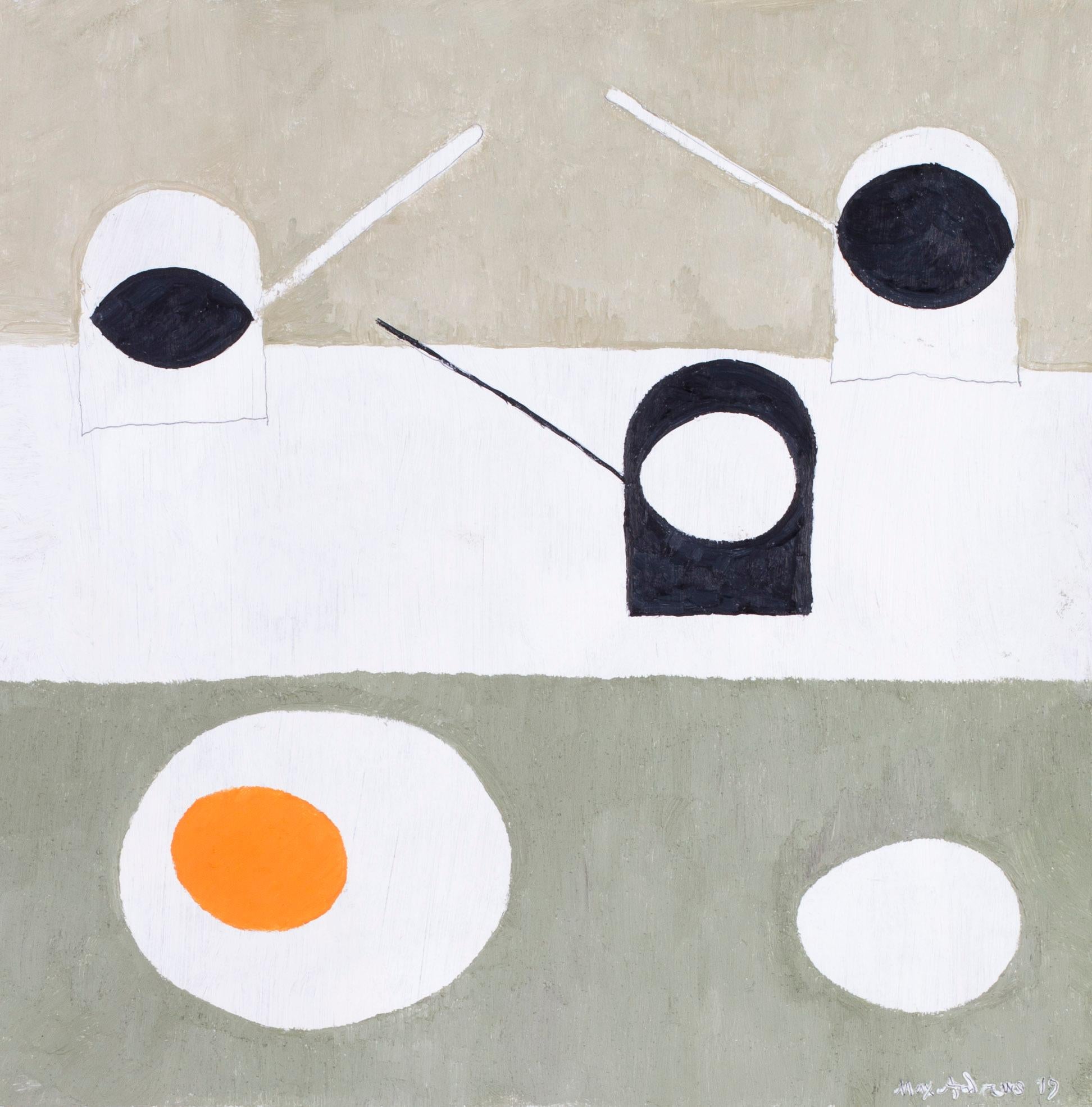 British, 21st Century abstract still life 'Eggs on pans II' - Painting by Max Andrews
