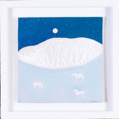 Britannico, dipinto a olio astratto del XXI secolo "Moonlit Horses" (Cavalli al chiaro di luna)