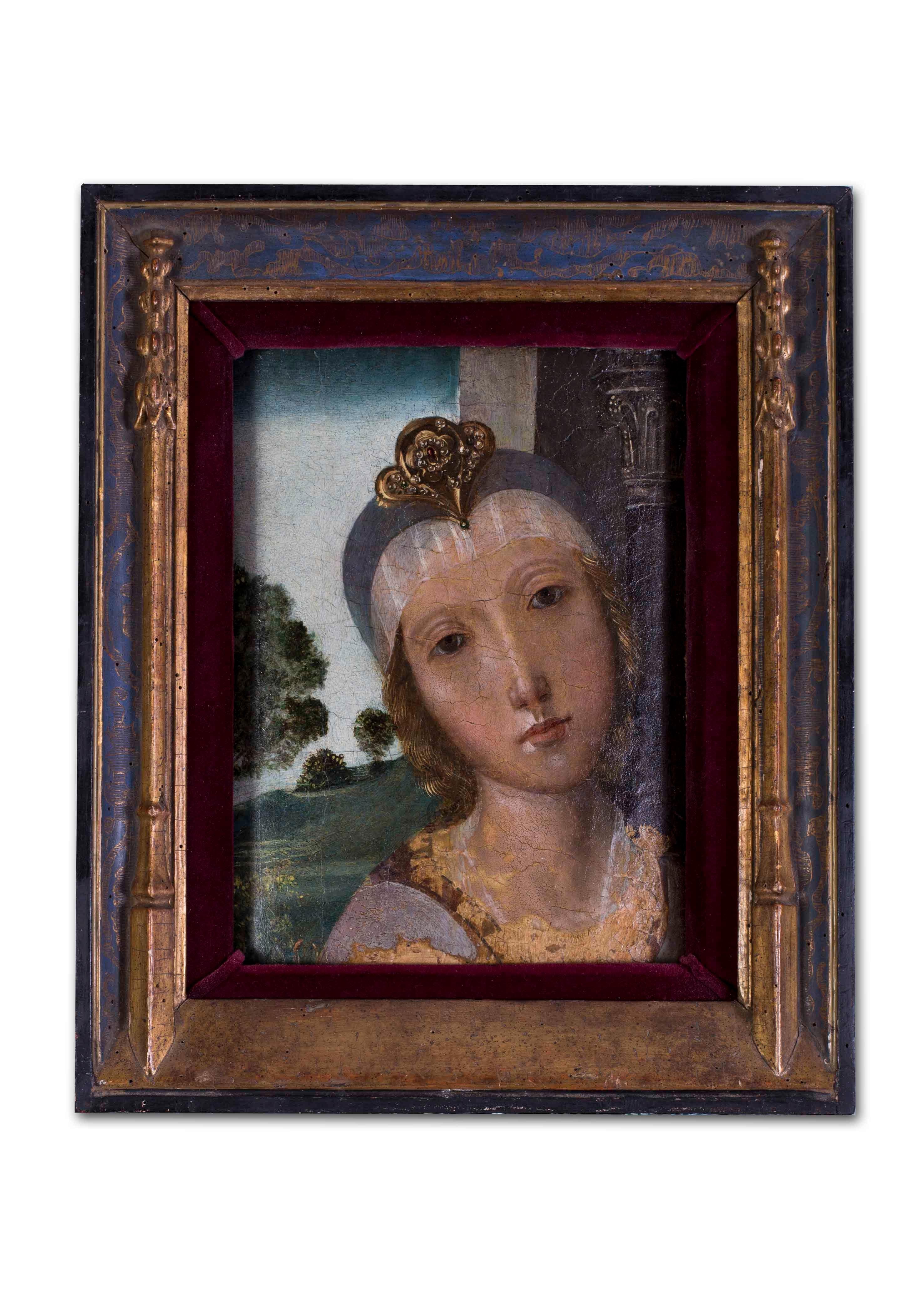 Italian Old Master portrait in the manner of Botticelli, oil on panel 4