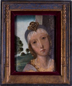 Italian Old Master portrait in the manner of Botticelli, oil on panel