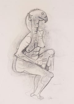 German Expressionist drawing of a siren by Carl Hofer