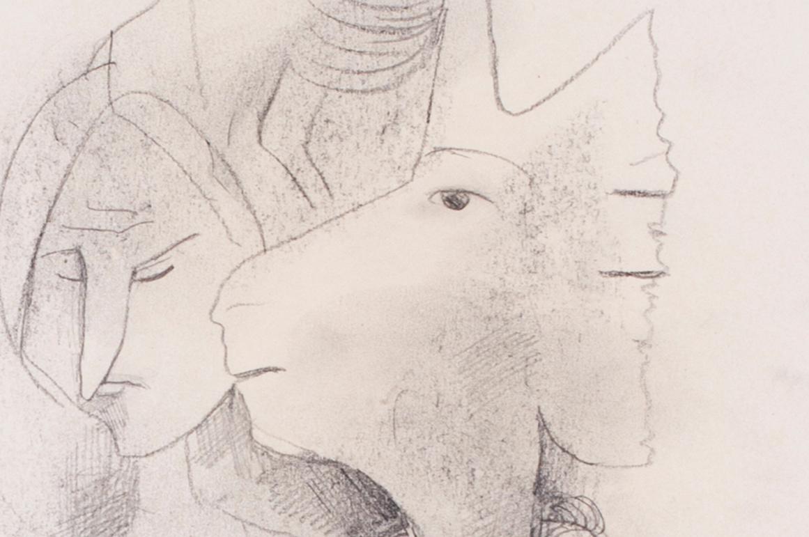 dessin expressionniste allemand du 20e siècle représentant des personnages dans un rêve de Carl Hofer en vente 2