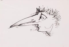 Disegno espressionista tedesco di Carl Hofer "L'uomo uccello