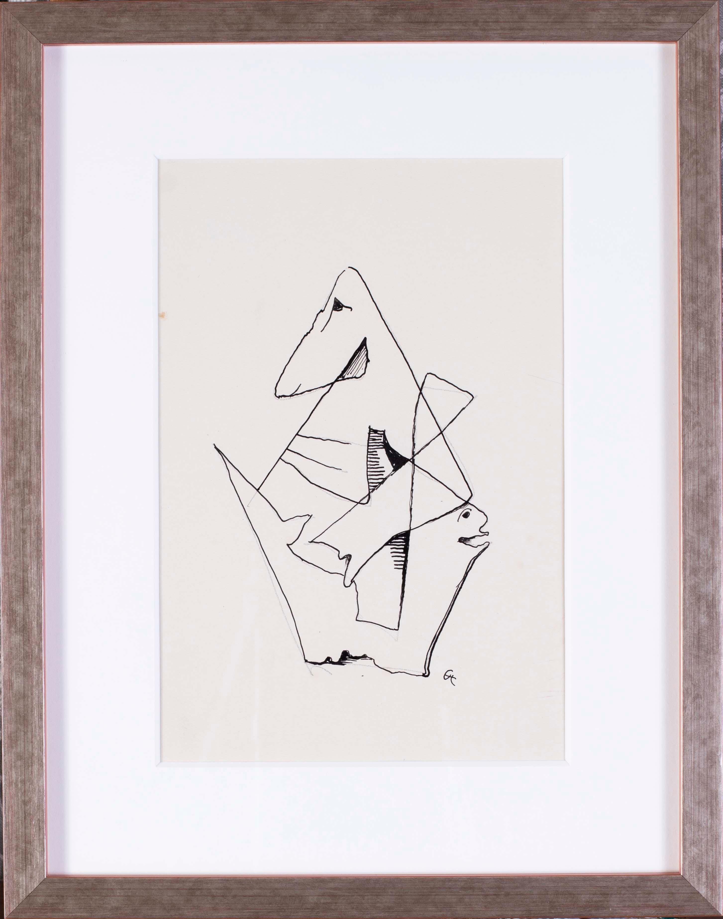 German Expressionist drawing of an abstracted form by Carl Hofer