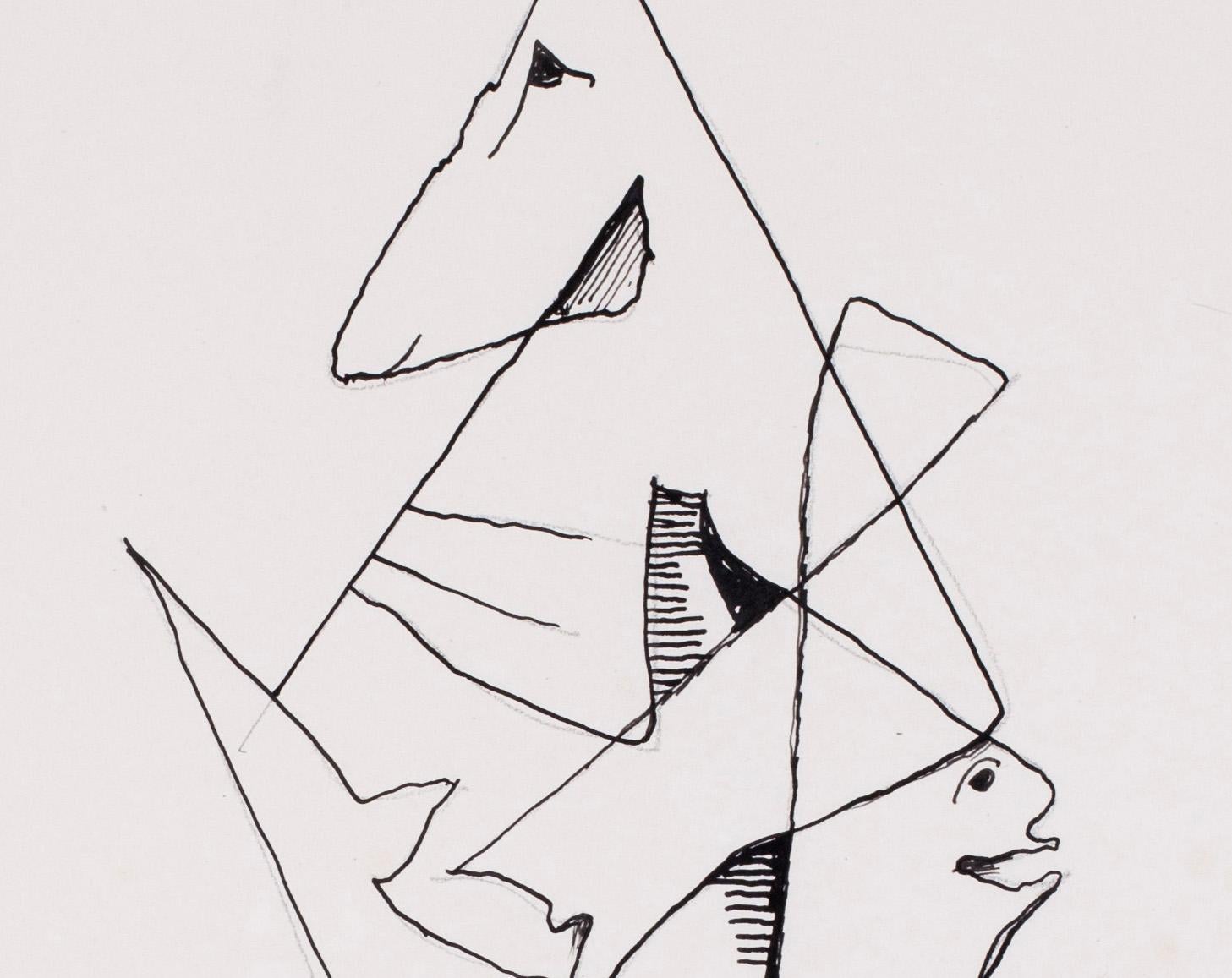 German Expressionist drawing of an abstracted form by Carl Hofer For Sale 5