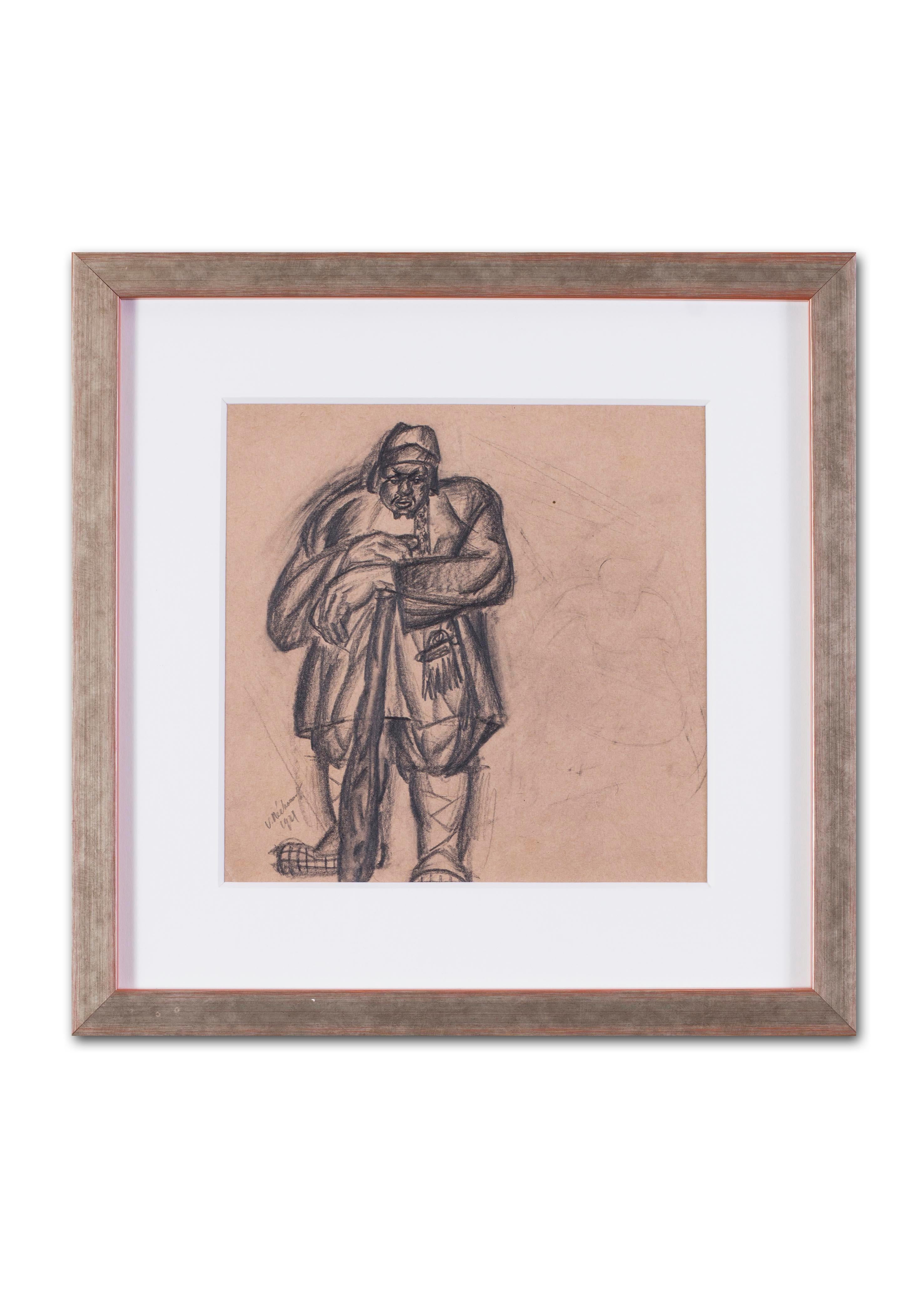 Russian, 20th Century Art deco drawing of a Turkish warrior For Sale 2