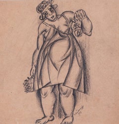 Russische, Art-Déco-Zeichnung einer Frühlingsblume, frühes 20. Jahrhundert