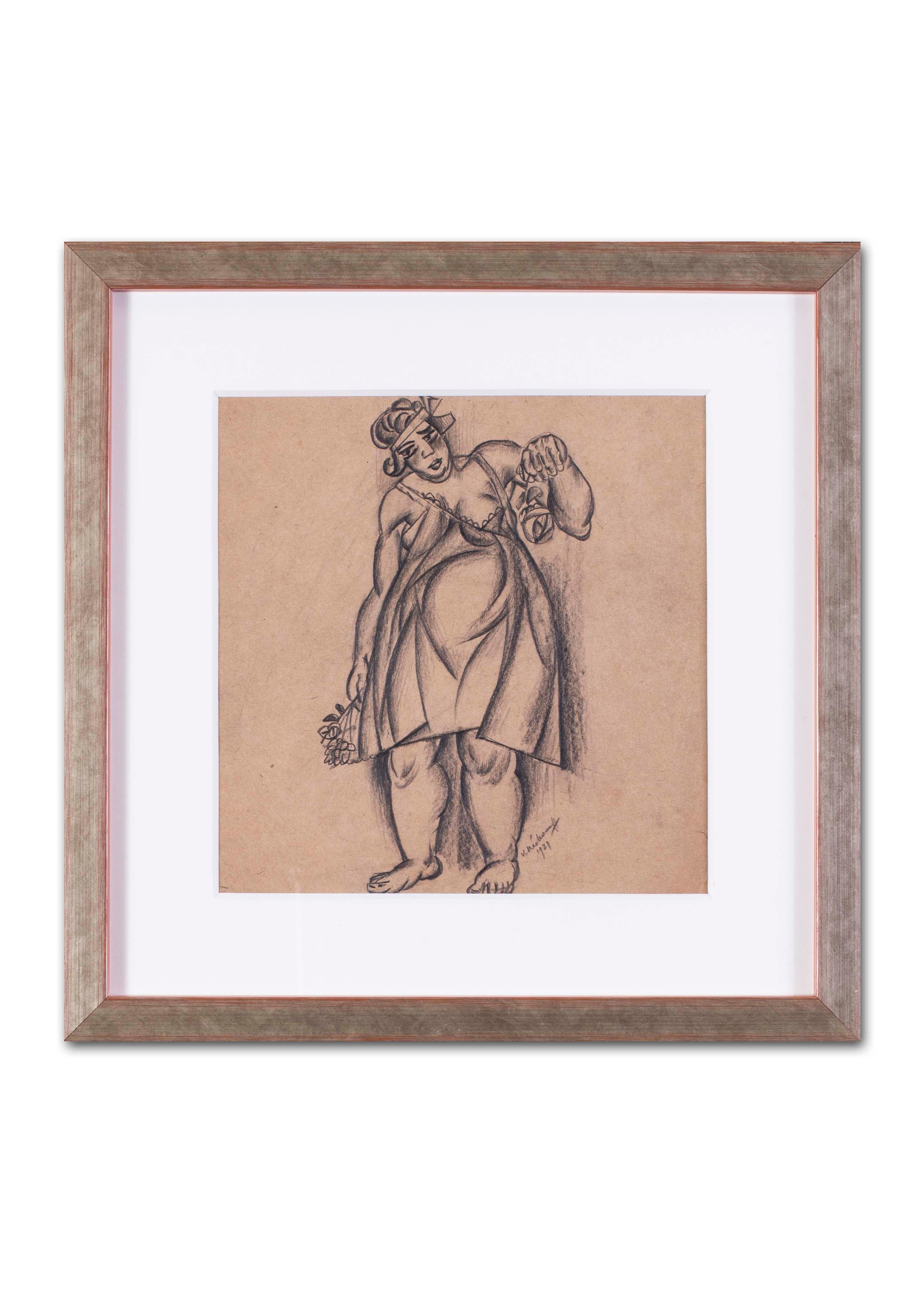 Russian, Art Deco drawing of a lady of springtime, early 20th Century For Sale 1