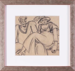 Russian, Art Deco early 20th Century drawing of a sailor and his lady