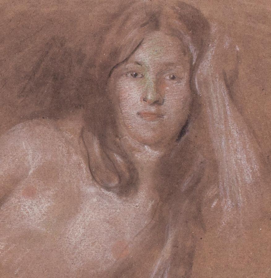 British, 19th Century drawing of a reclining nude by Edward Stott 1