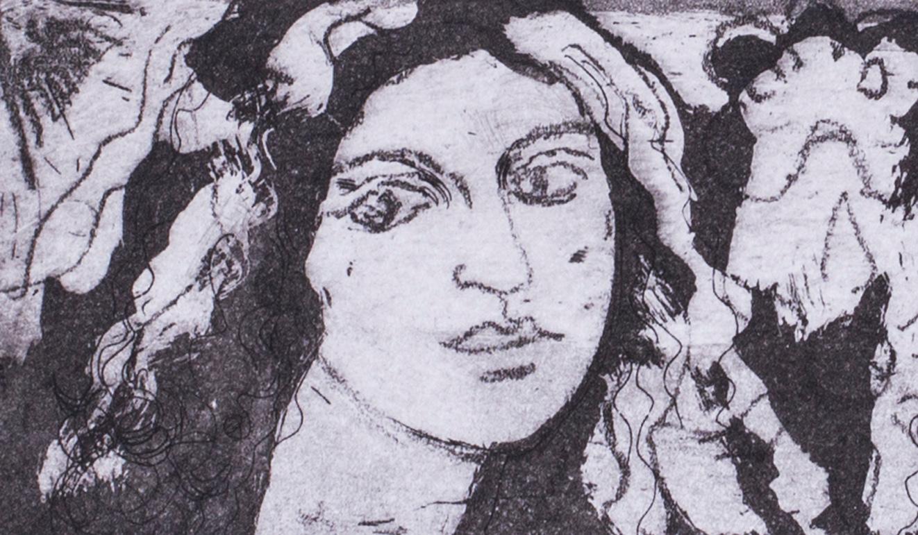 Britischer Druck des 20. Jahrhunderts „Preraffaelitische Mädchen“ – Print von Anne Bulitis
