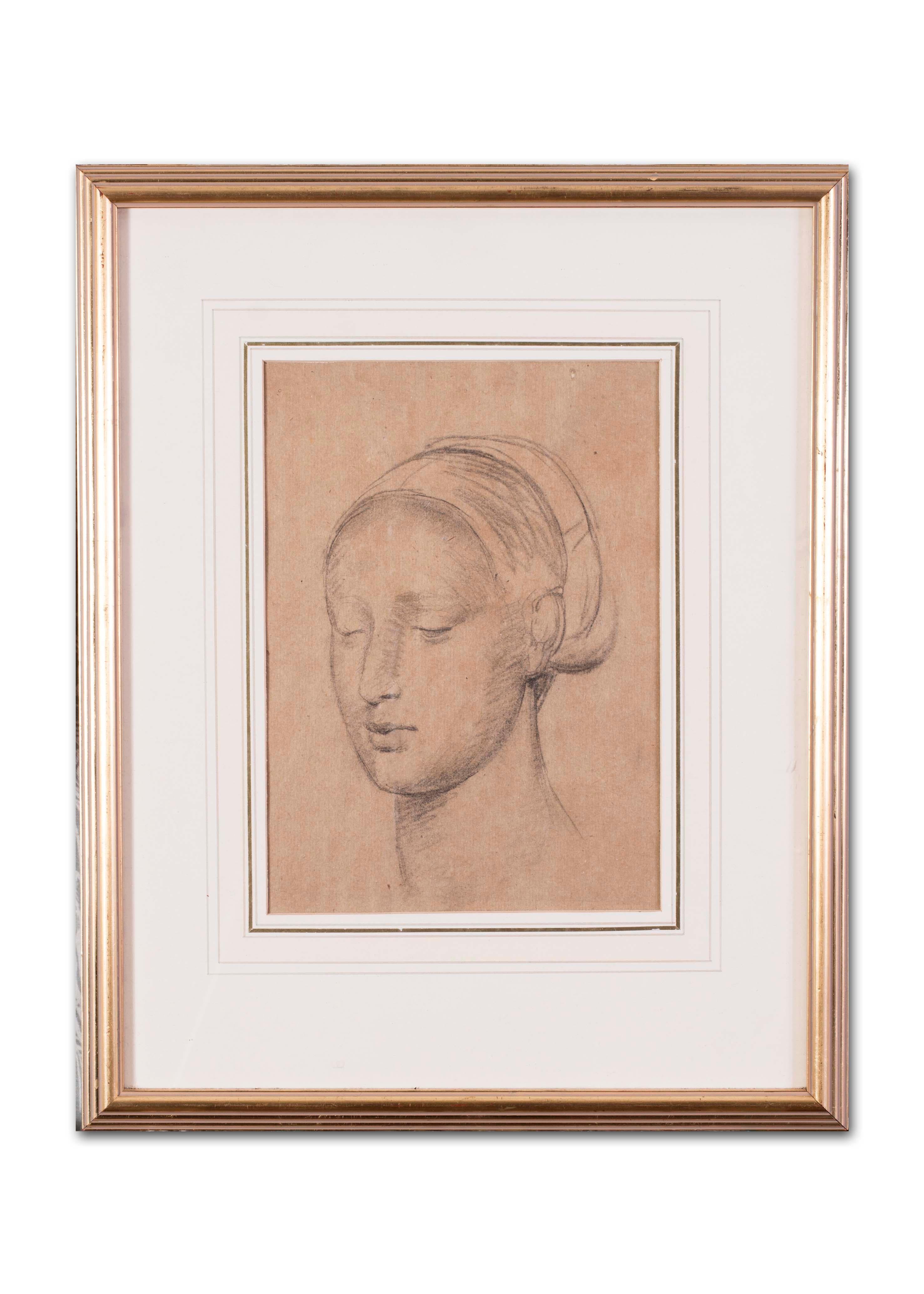 British, 19th Century drawing of a young beauty by Edward Stott 4