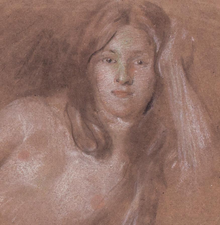 Edward Stott, ARA (British, 1859 - 1918)
Reclining nude
Pastel and black crayon
8.1/2 x 12.1/4 in. (21.7 x 31.2 cm.)

Provenance: Abbott and Holder, London

A few years after its foundation in 1886, a critic referred to the New English Art Club as