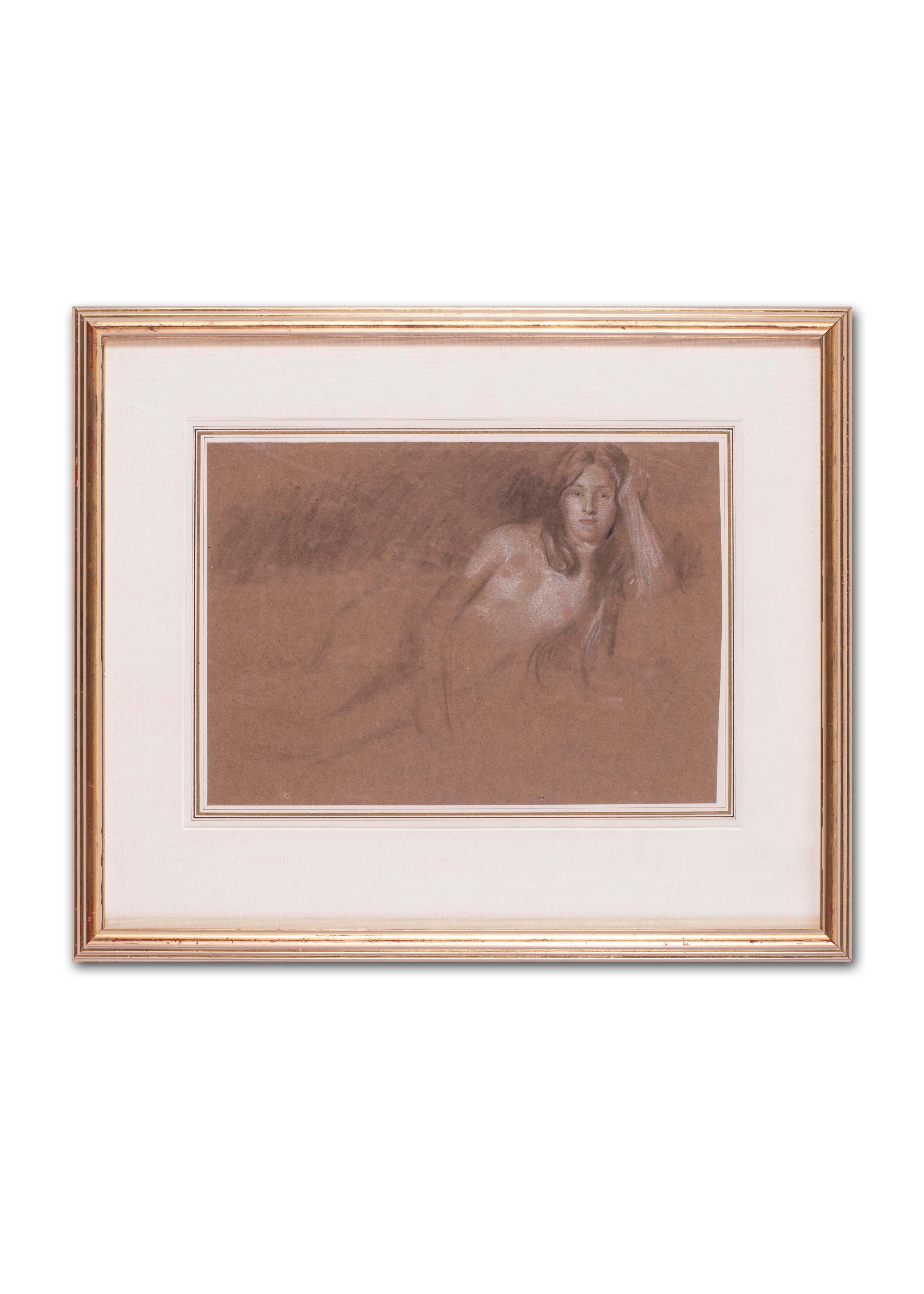 British 19th Century drawing of a nude by Edward Stott For Sale 3