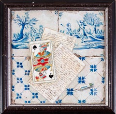 Trompe l'oeil, French 20th Century oil on canvas of cards