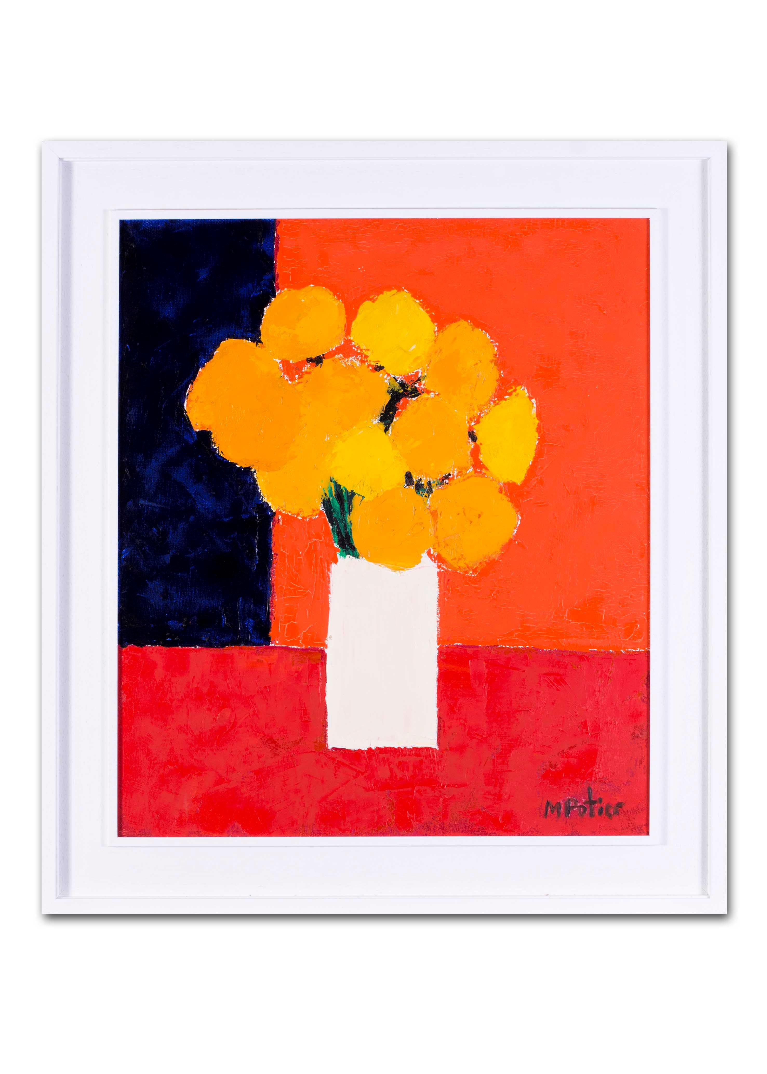 Abstract French 20th Century still life of a vase of flowers 1