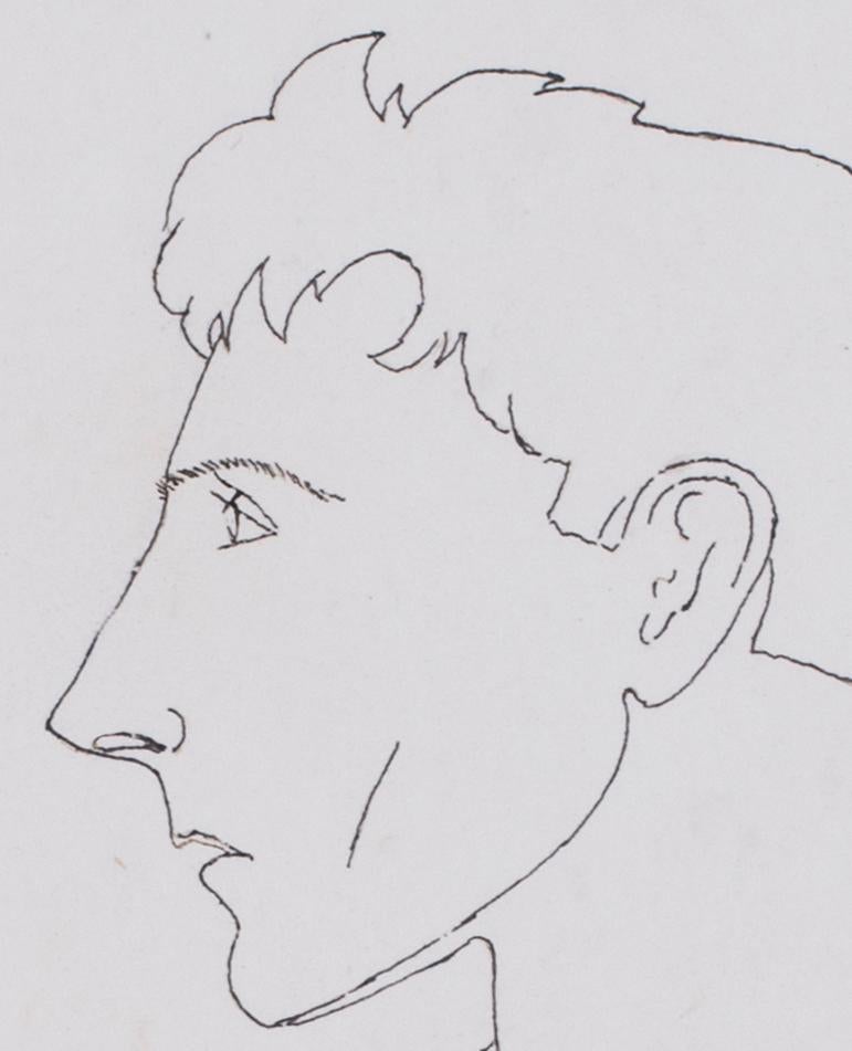 Frühes Jean Cocteau, Selbstporträt, Tuschezeichnung, 1922 im Angebot 1