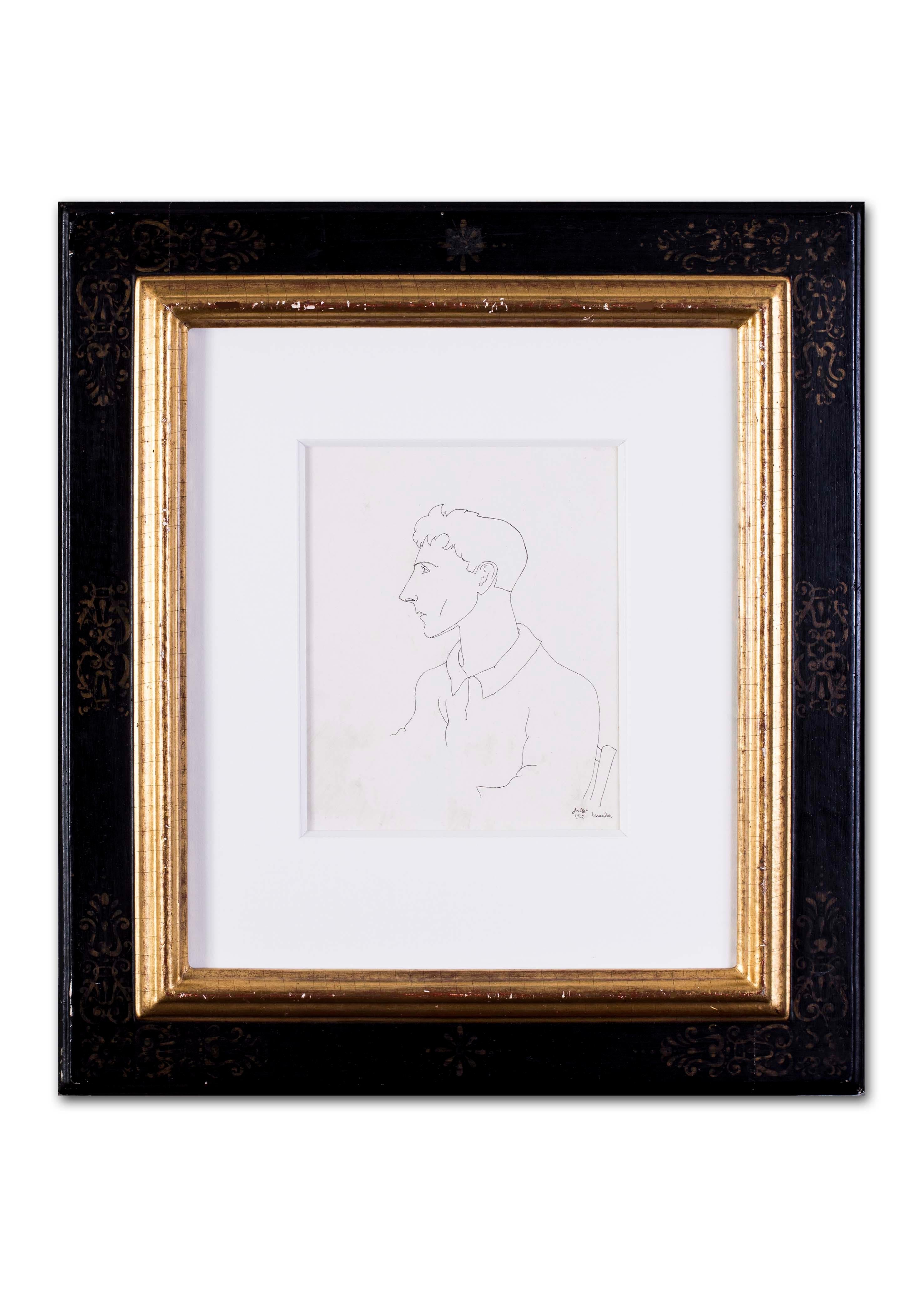 Early Jean Cocteau, Self Portrait, ink drawing, 1922 For Sale 4