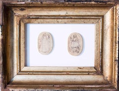 Elizabethan pair of portrait miniatures holding love tokens from the garden