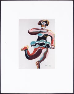 British, early 20th Century gouache of a dancing girl by Poy