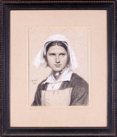 19th Century drawing of a Breton Girl by Paul Dubois