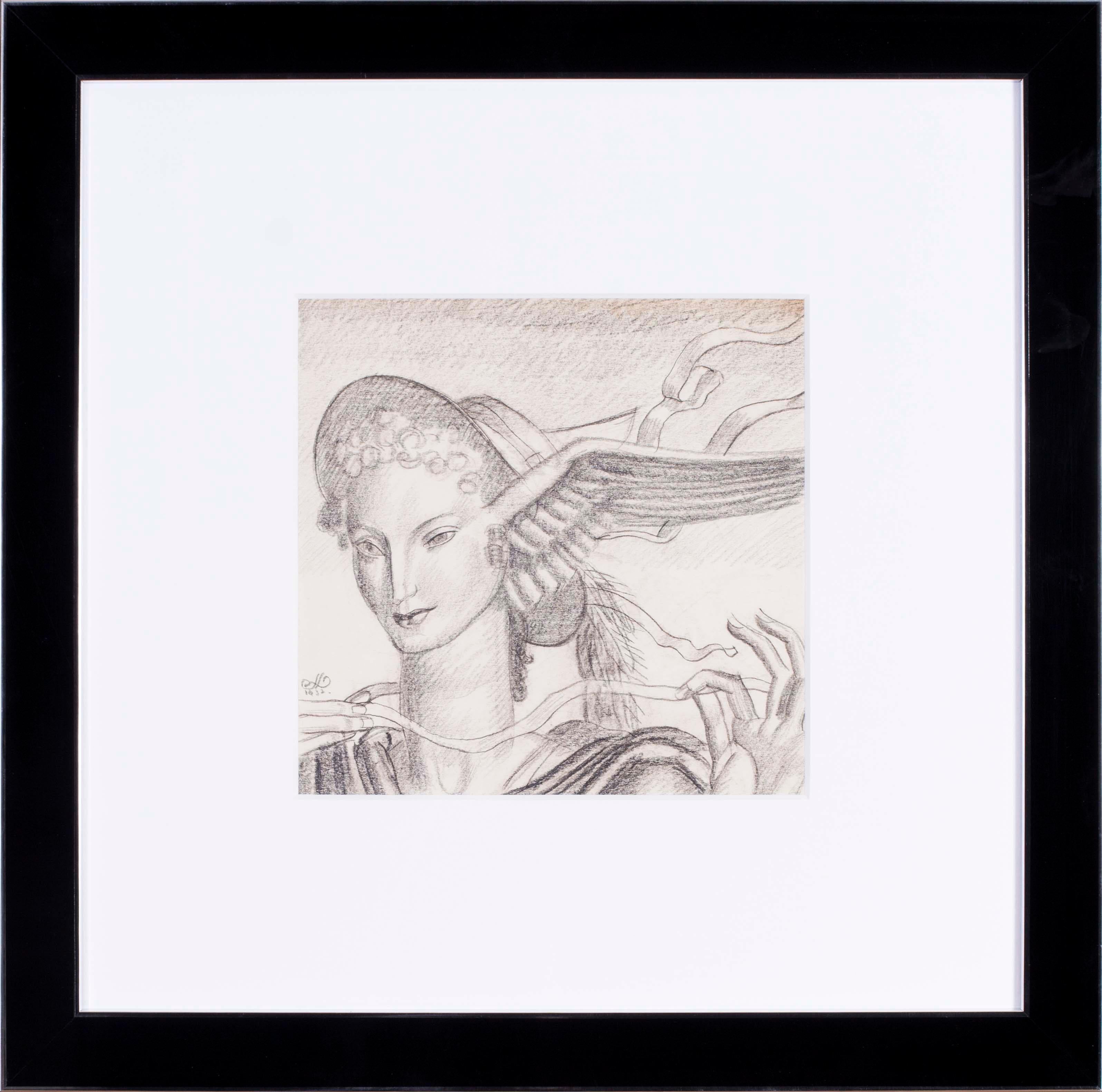 Jean Dupas (French, 1882 – 1964)
Tete d’Hermes (Head of Hermes)
Pencil on paper
Signed with monogram and dated ‘JD/1932.’ (lower left)
9.3/8 x 9.5/8 in. (23.8 x 24.2 cm.)

One of the leading artists of the Art Deco period, Jean Théodore Dupas was