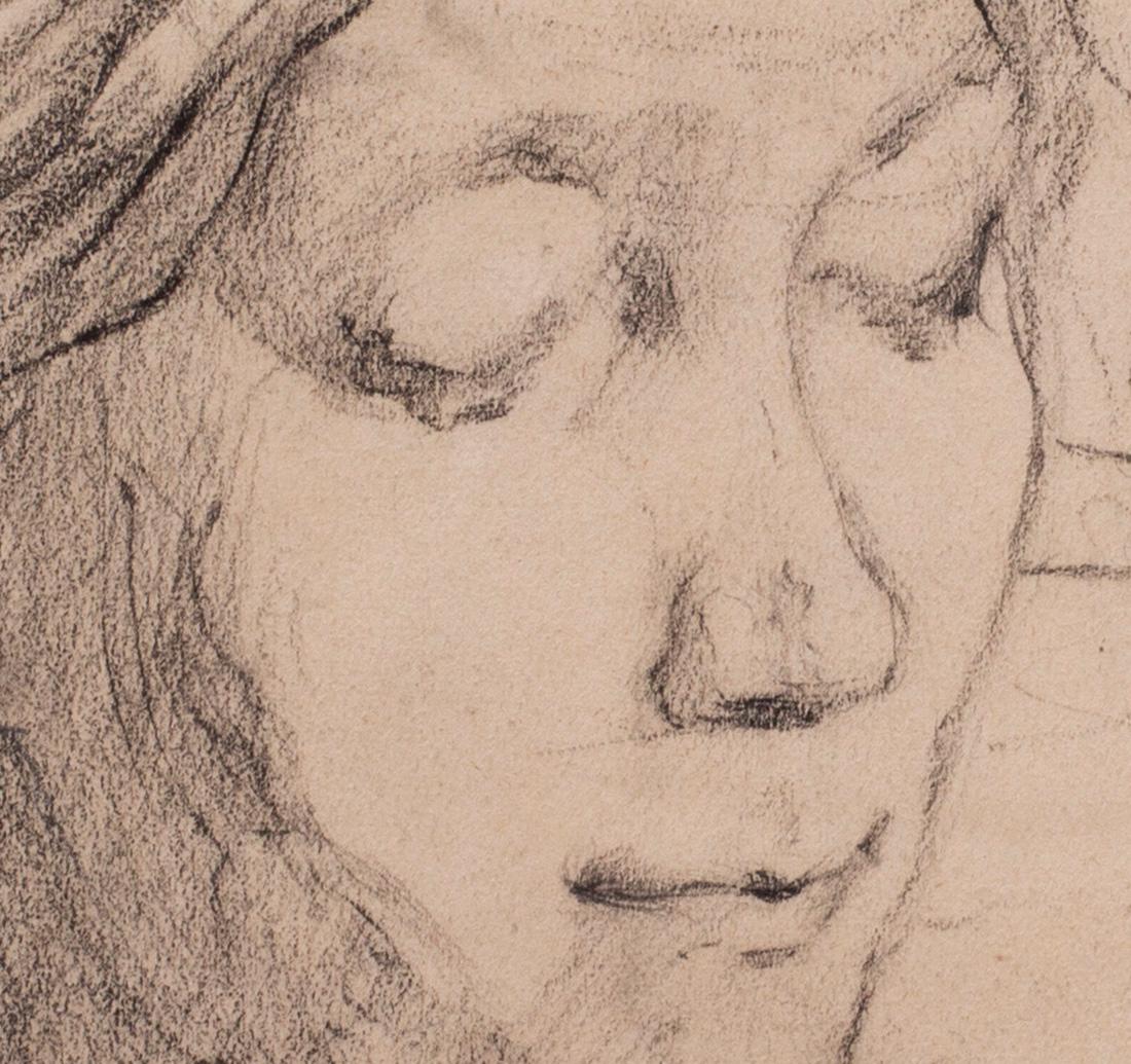 Marie Laurencin (French, 1885 – 1956)
Portrait of Pauline Laurencin, the artist’s mother, circa 1903
Black crayon on paper
Inscribed ‘Despair and die / not die’ (upper right)
6.5/8 x 7.1/2 in. (17 x 19 cm.)
Bibliography: Catalogue raisonee: Daniel