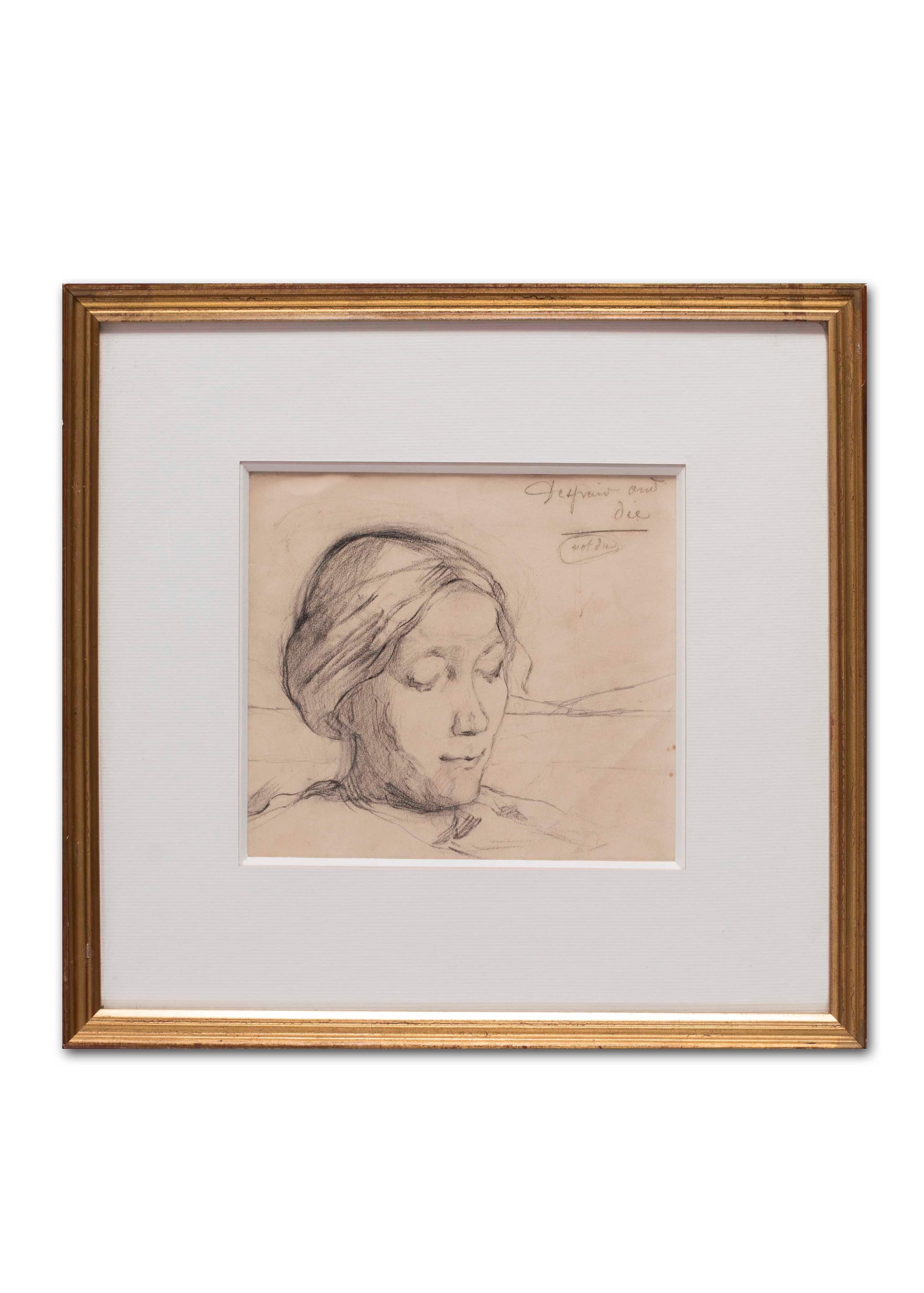 Marie Laurencin portrait drawing of her mother, 1903 For Sale 3