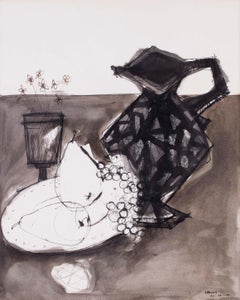 Mid Century Argentinean large still life drawing by Andres Segovia