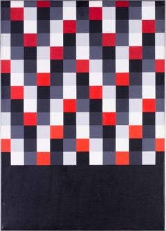 Italian, abstract geometric 20th Century painting, reds, blacks and greys