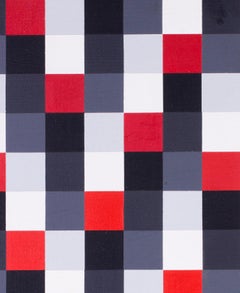 Italian, abstract geometric 20th Century painting, reds, blacks and greys