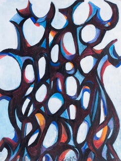 20th Century French abstract oil painting by Giusti 'Femmes Africaines'