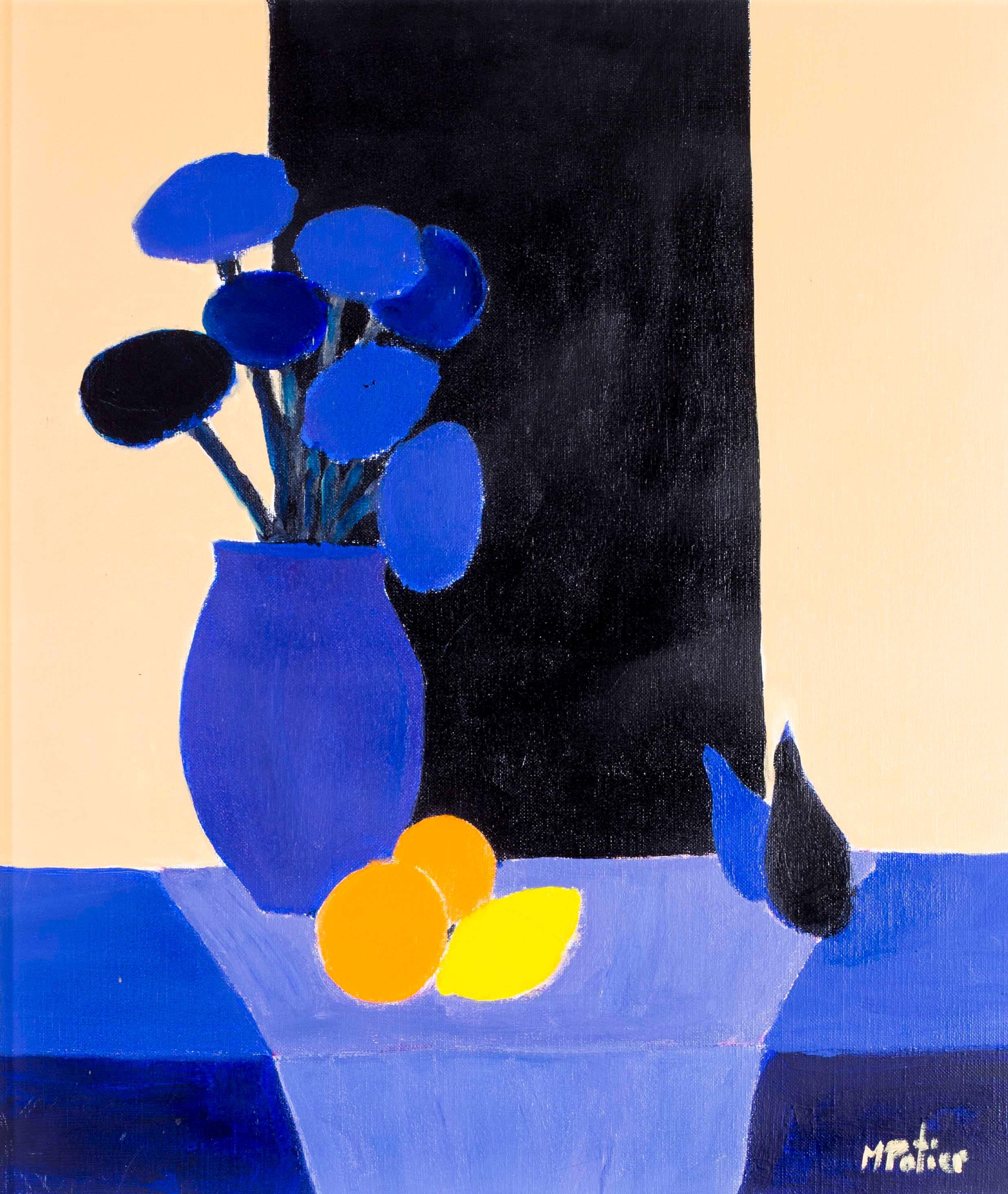 Nature morte abstraite bleue française du XXe siècle - Abstrait Painting par Maurice Potier